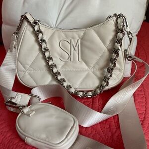 Steve Madden Quilted Cream Shoulder Bag with Chain